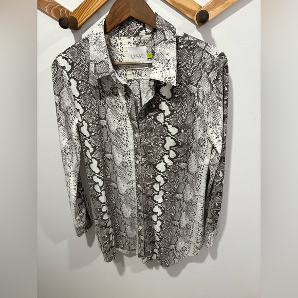 LYSSE- Schiffer Snake Print Button Down Top - Picture 2 of 7